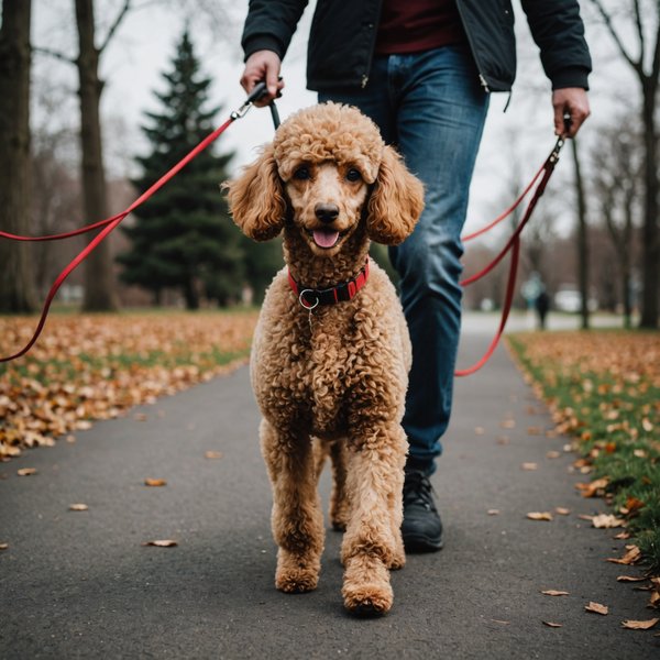 Comment habituer un chien de race Poodle à des promenades longues sans tirer sur la laisse?